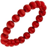 sigo Armband Muschelkern Perlen rot 19 cm Perlenarmband elastisch