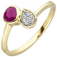 SIGO Damen Ring 333 Gold Gelbgold 1 Rubin rot 9 Zirkonia Rubinring