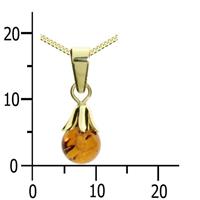 OSTSEE-SCHMUCK Kette mit Anhänger - Glocke - Gold 333/000 - Bernstein (2-tlg)