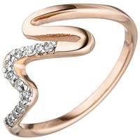 SIGO Damen Ring 925 Sterling Silber rotgold vergoldet 13 Zirkonia