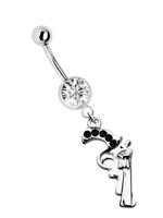 Adelia´s Bauchnabelpiercing »Bauchnabelpiercing «, 316l Stahl Banane - Pistole Revolver und schwarzen Zirkonia