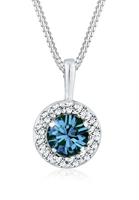 Elli Dames Cirkel Geo met Kristal Sparkling in 925 Sterling Zilver Blauw