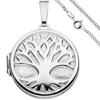 sigo Medaillon Anhänger Baum des Lebens Weltenbaum rund 925 Silber mit Kette 50 cm