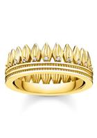 Thomas Sabo Fingerring »Krone Blätter gold, TR2282-414-14-52, TR2282-414-14-54, TR2282-414-14-56, TR2282-414-14-58, TR2282-414-14-60«, mit Zirkonia