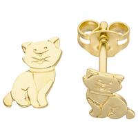 Jobo Ohrstecker Katze 333 Gold Gelbgold Ohrringe Goldohrringe Katzenohrringe