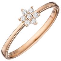 SIGO Damen Ring 585 Gold Rotgold 7 Diamanten Brillanten Diamantring Rotgoldring