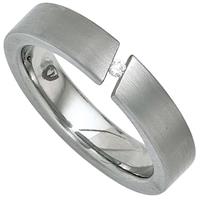 SIGO Damen Ring Edelstahl mattiert 1 Diamant Brillant 0,03ct.