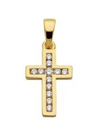 Adelia´s Kettenanhänger »Silber 925 Sterling Silver Kreuz Anhänger«, 925 Sterling Silber vergoldet mit Zirkonia