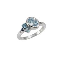 Zeeme Ring »925/- Sterling Silber rhodiniert Blautopas«