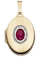 Jobo Medallionanhänger »Medaillon«, oval 333 Gold mit Rubin und Zirkonia