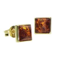 OSTSEE-SCHMUCK Paar Ohrstecker »Classic 6x6 mm Gold 333/000 Bernstein« (2-tlg)