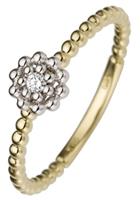 Jobo Diamantring »Blume«, 585 Gold bicolor mit Diamant