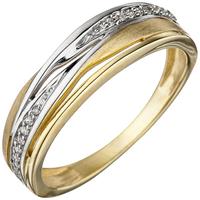 SIGO Damen Ring 333 Gold Gelbgold bicolor matt mattiert mit Zirkonia Goldring