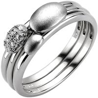 SIGO Damen Ring 3-teilig 925 Sterling Silber 6 Zirkonia Silberring