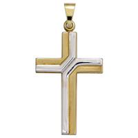 sigo Anhänger Kreuz 333 Gold Gelbgold bicolor mattiert Kreuzanhänger Goldkreuz