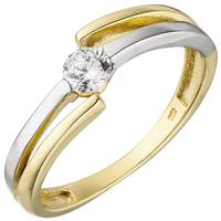 SIGO Damen Ring 333 Gold Gelbgold Weißgold bicolor 1 Zirkonia Goldring