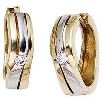 sigo Creolen 333 Gold Gelbgold bicolor 2 Zirkonia Ohrringe Goldohrringe Goldcreolen