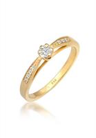 Diamore Diamantring »Verlobung Diamant (0.16 ct) Blume 585 Gelbgold«