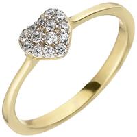 SIGO Damen Ring Herz 375 Gold Gelbgold 14 Zirkonia Goldring Herzring