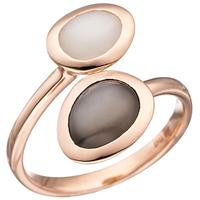 SIGO Damen Ring 585 Gold Rotgold 2 Mondsteine Goldring Rotgoldring