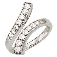 SIGO Damen Ring offen 925 Sterling Silber rhodiniert 14 Zirkonia Silberring