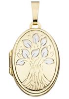 Jobo Medallionanhänger »Medaillon Baum«, oval 585 Gold bicolor