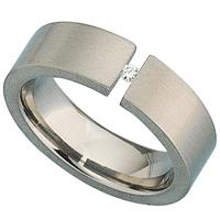 SIGO Damen Ring Titan mattiert 1 Diamant Brillant 0,03ct.