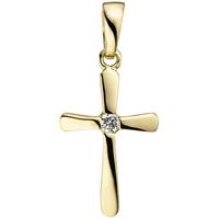 sigo Anhänger Kreuz 375 Gold Gelbgold 1 Zirkonia Kreuzanhänger Goldkreuz