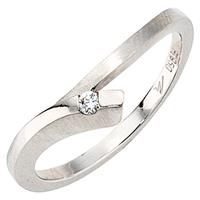 SIGO Damen Ring 950 Platin mattiert 1 Diamant Brillant 0,03ct. Platinring