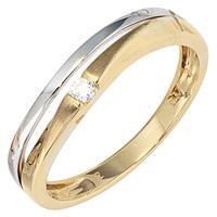 SIGO Damen Ring 333 Gold Gelbgold Weißgold mattiert 1 Zirkonia Goldring