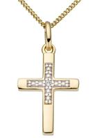 Firetti Kettenanhänger »Kreuz, elegant, in glänzender und teilw. rhodinierter Optik, massiv«, mit Brillant