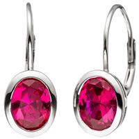 sigo Boutons oval 925 Sterling Silber 2 Zirkonia rot Ohrringe Ohrhänger Goldohrringe