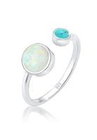 Elli Fingerring »Geo Opal Howlith Boho Offen Verstellbar 925 Silber«