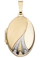 Jobo Medallionanhänger »Medaillon«, oval 333 Gold bicolor mit Zirkonia