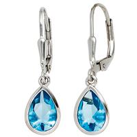 sigo Boutons Tropfen 925 Sterling Silber 2 Zirkonia blau Ohrringe Ohrhänger