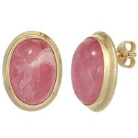 sigo Ohrstecker oval 585 Gold Gelbgold 2 Rhodochrosite rosa Ohrringe