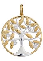 Jobo Kettenanhänger »Baum«, 585 Gold bicolor mit 5 Diamanten