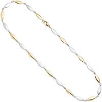 SIGO Halskette Kette 585 Gold Gelbgold Weißgold bicolor matt 45 cm Goldkette