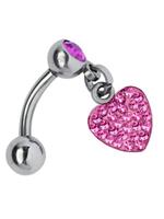 Adelia´s Bauchnabelpiercing »Bauchnabelpiercing «, Titan Banane - Bauchnabel Piercing Herzanhänger pink