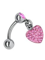 Adelia´s Bauchnabelpiercing »Bauchnabelpiercing «, Titan Banane - Bauchnabel Piercing Herzanhänger rosa