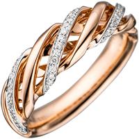 SIGO Damen Ring gedreht 585 Gold Rotgold bicolor 36 Diamanten Brillanten Goldring