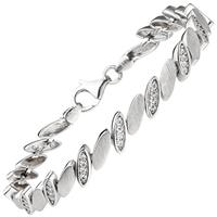 sigo Armband 925 Sterling Silber matt 52 Zirkonia 19 cm Silberarmband