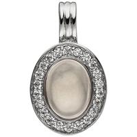 sigo Anhänger Einhänger Oval 925 Sterling Silber 1 Rosenquarz 22 Zirkonia