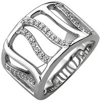 SIGO Damen Ring breit 925 Sterling Silber 32 Zirkonia Silberring