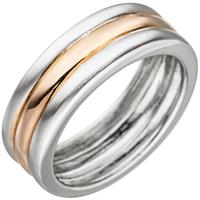 SIGO Damen Ring 925 Sterling Silber bicolor vergoldet teil matt