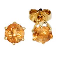 sigo Ohrstecker rund 585 Gold Gelbgold 2 Citrine orange Ohrringe Goldohrstecker