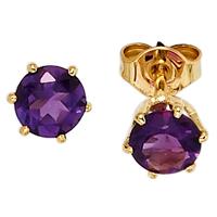 sigo Ohrstecker rund 585 Gold Gelbgold 2 Amethyste lila violett Ohrringe