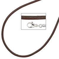 SIGO Collier Halskette Leder braun 925 Silber 42 cm Lederkette Karabiner