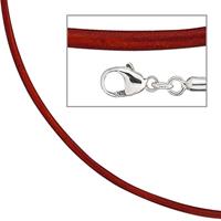 SIGO Collier Halskette Leder rot 925 Silber 42 cm Lederkette Karabiner