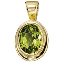 SIGO Anhänger oval 585 Gold Gelbgold 1 Peridot grün Goldanhänger